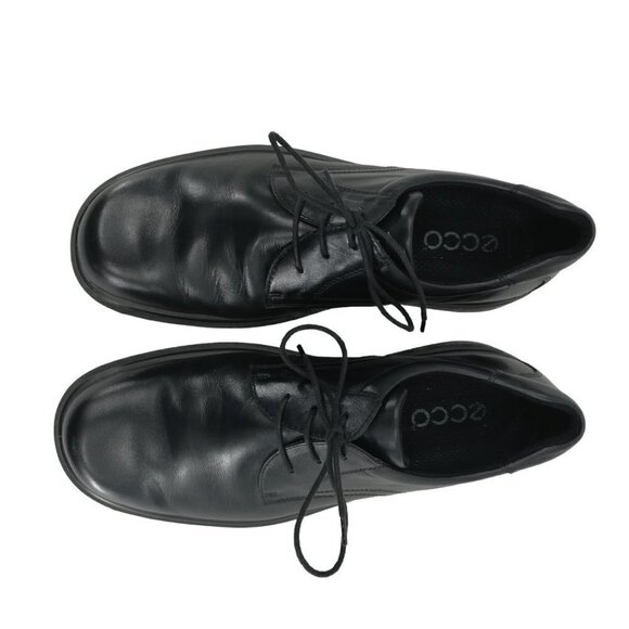Ecco Black Lace Up Leather Oxford Shoes Size 44 US 10 10.5 Classic Shock Point - Picture 2 of 11